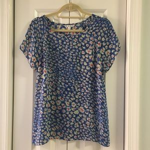 CAbi | Blue Flowered Short-sleeve Blouse